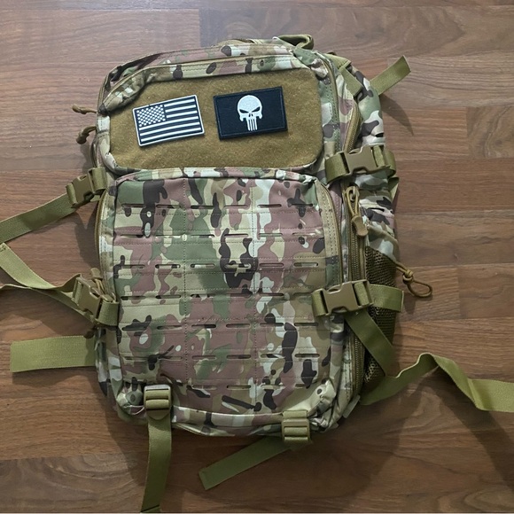 50L Tactical Backpack Military Hiking Camping Bug Out Bag Green Camo - Picture 1 of 3